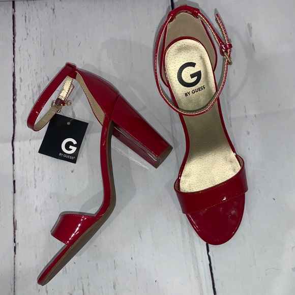 Guess Shoes - Guess red hot ankle strap chunky heels